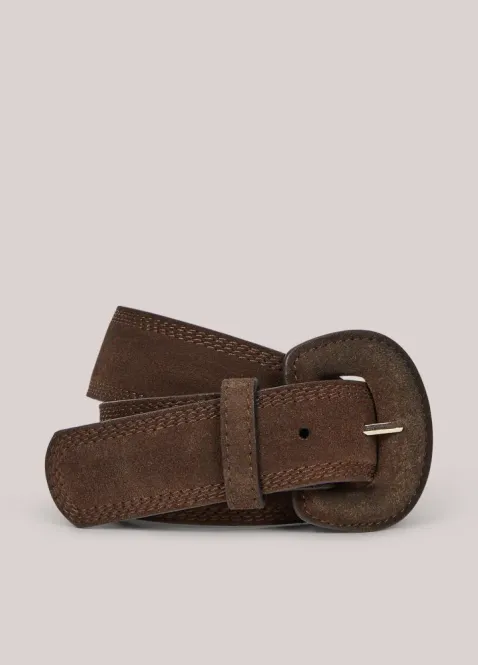 Hovedbilde Summum, suede belt big buckle, mørk brun