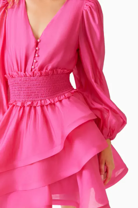 Elliat Kalani Long Sleeve Mini Dress Pink