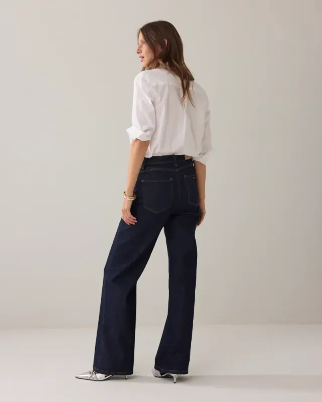 Summum, wide-leg stretch jeans, dark blue