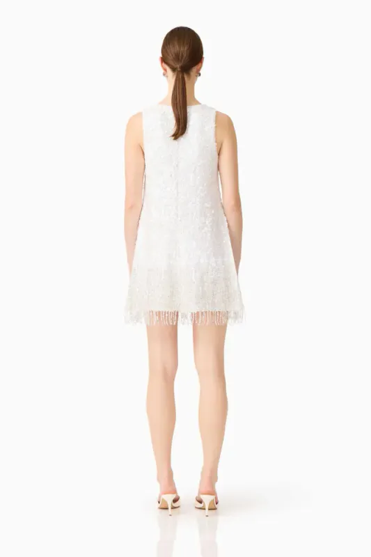 Elliat Alessia embelished shift mini dress in white