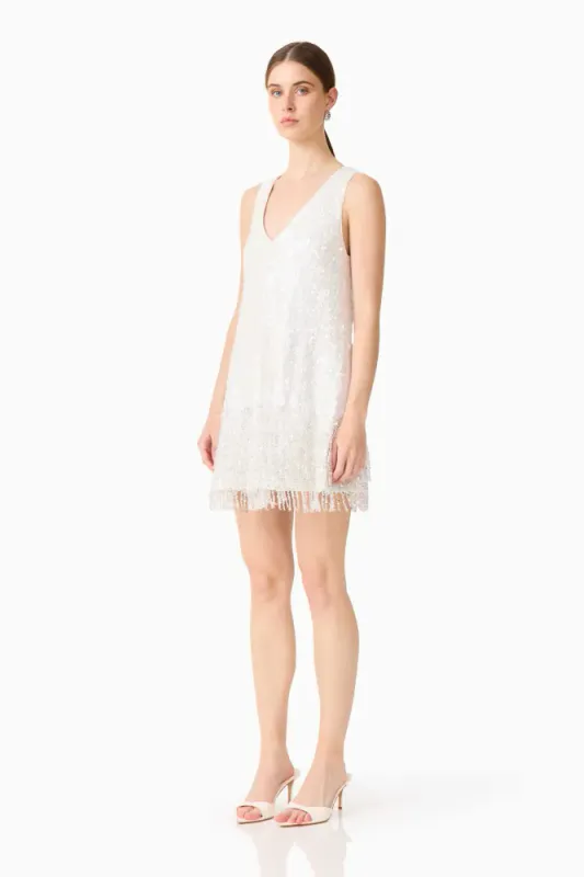 Elliat Alessia embelished shift mini dress in white