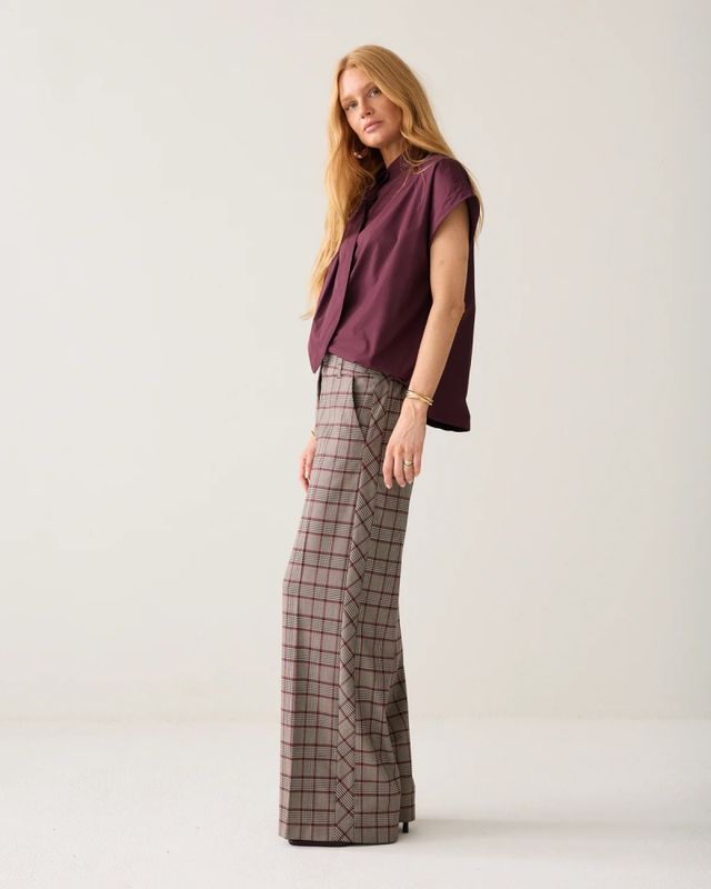 Summum trousers check, burgunder
