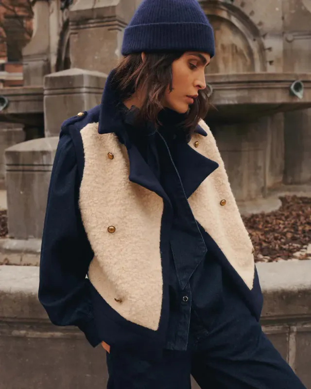 Summum, Vest, bouckle ull mix, Midnight blue