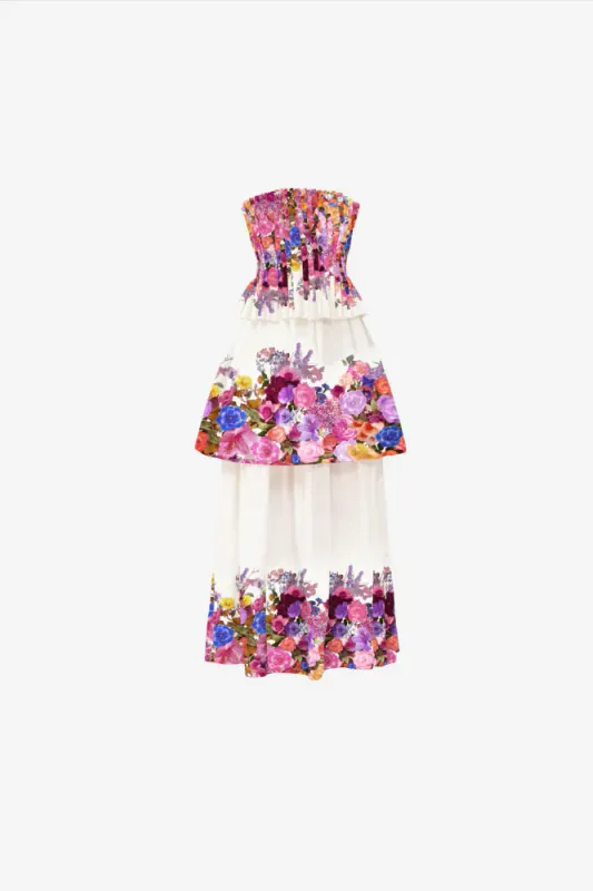 Elliat Alice tiered gown in ombre floral, multicolor