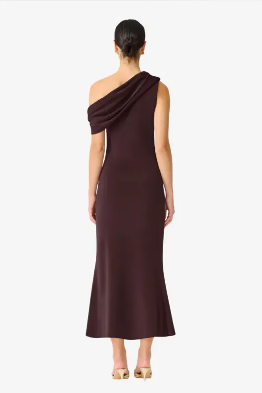Elliat Simone one shoulder maxi dress, brun